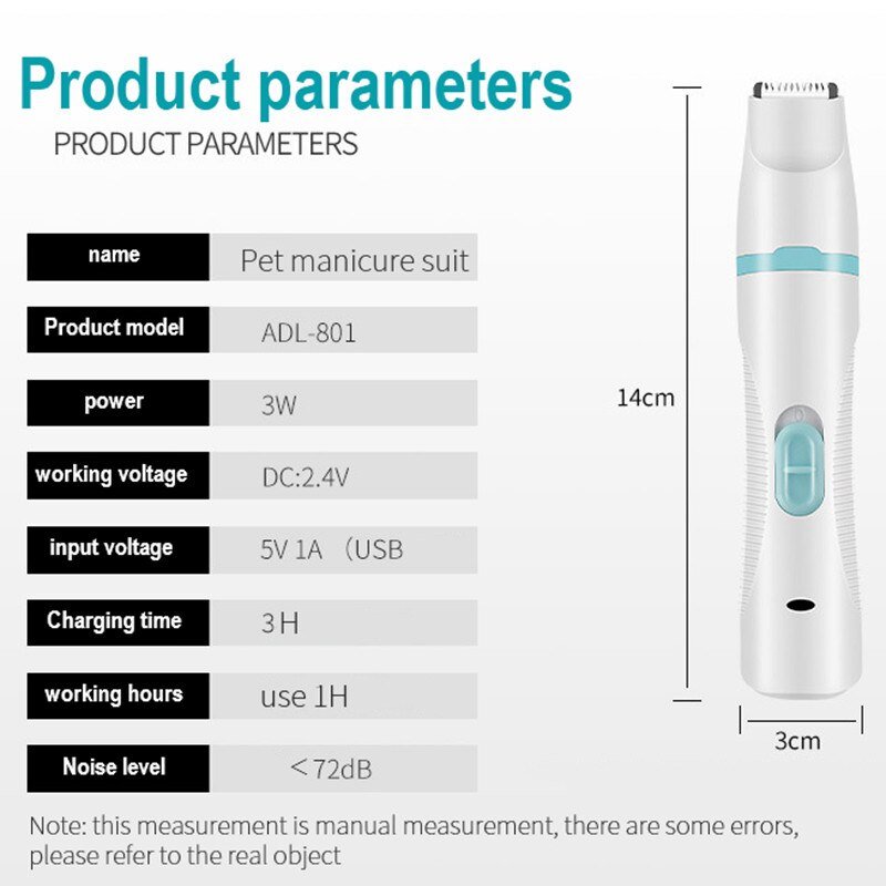 Multifunction 3 IN 1 Pet Grooming Machine Dog Cat Hair Trimmer Pets Clippers Nail Grinding & Foot Hair Trimmer USB Rechargeable - Image 2