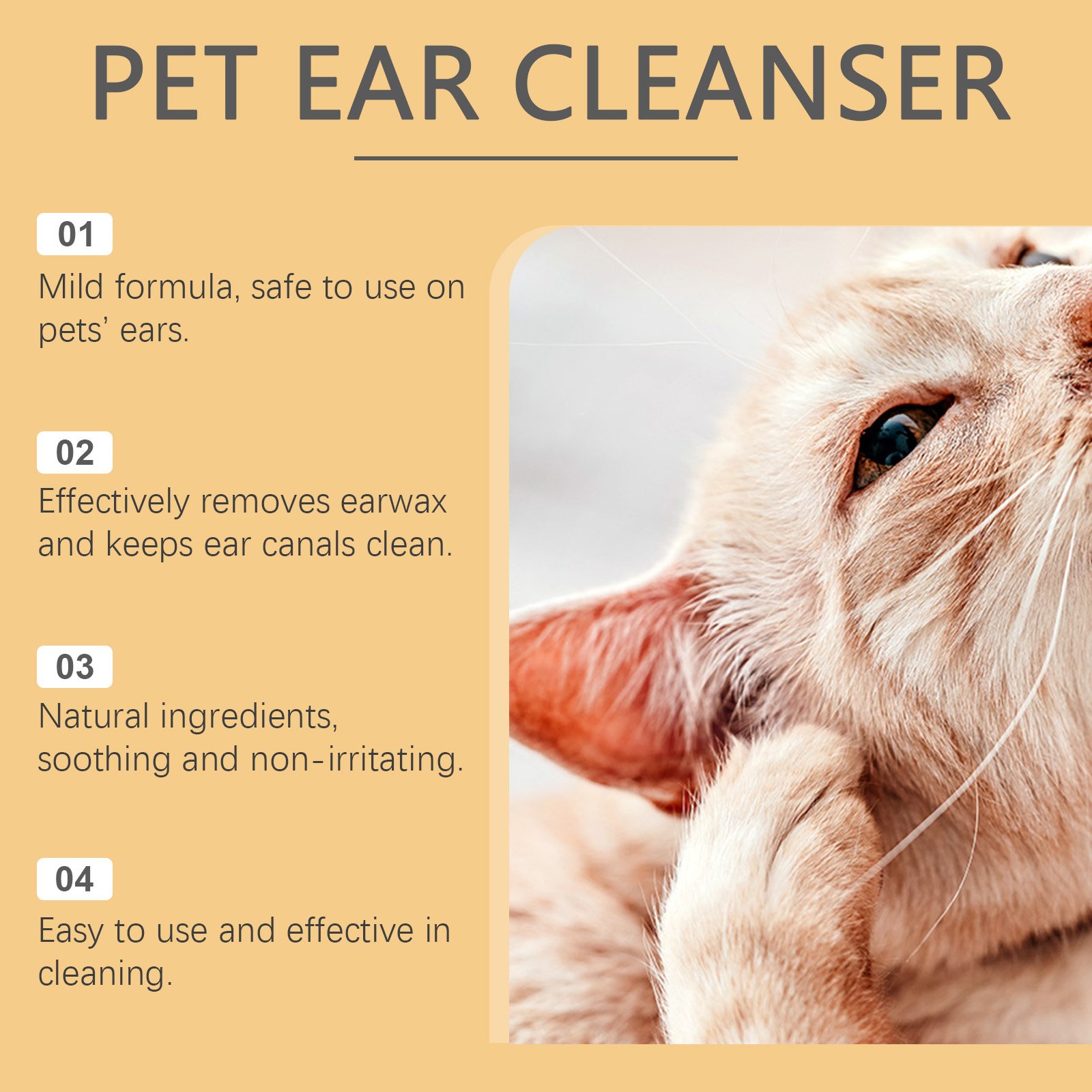 Yegbong Pet Ear Cleaner All-Purpose Ear Cleaning Dirt Cleaning Solution For Cats And Dogs - Image 4