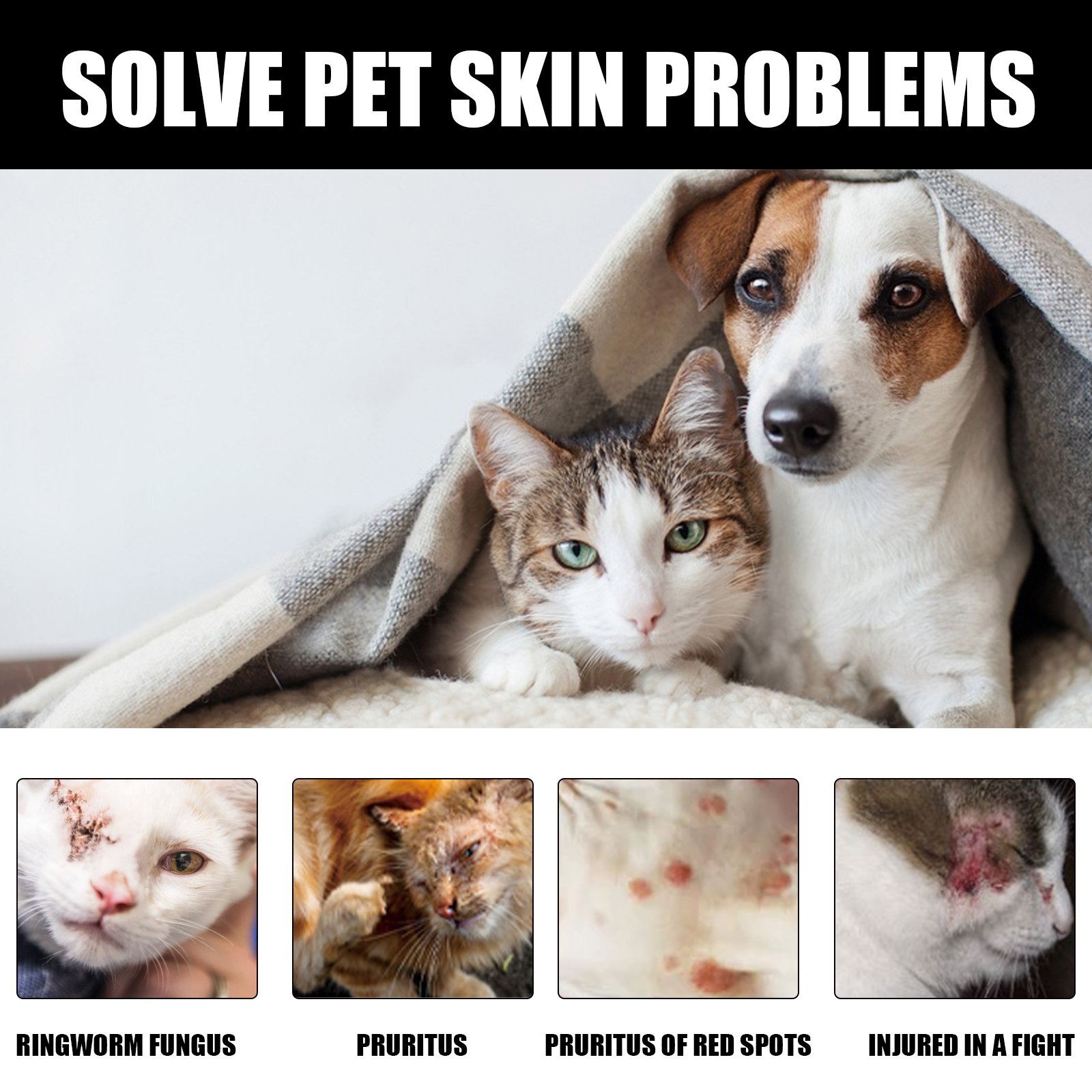 Cat Ringworm Spray, Pet Cats Anti-Mite Cat Moss Care Skin External Use Anti-Itch Spray - Image 4