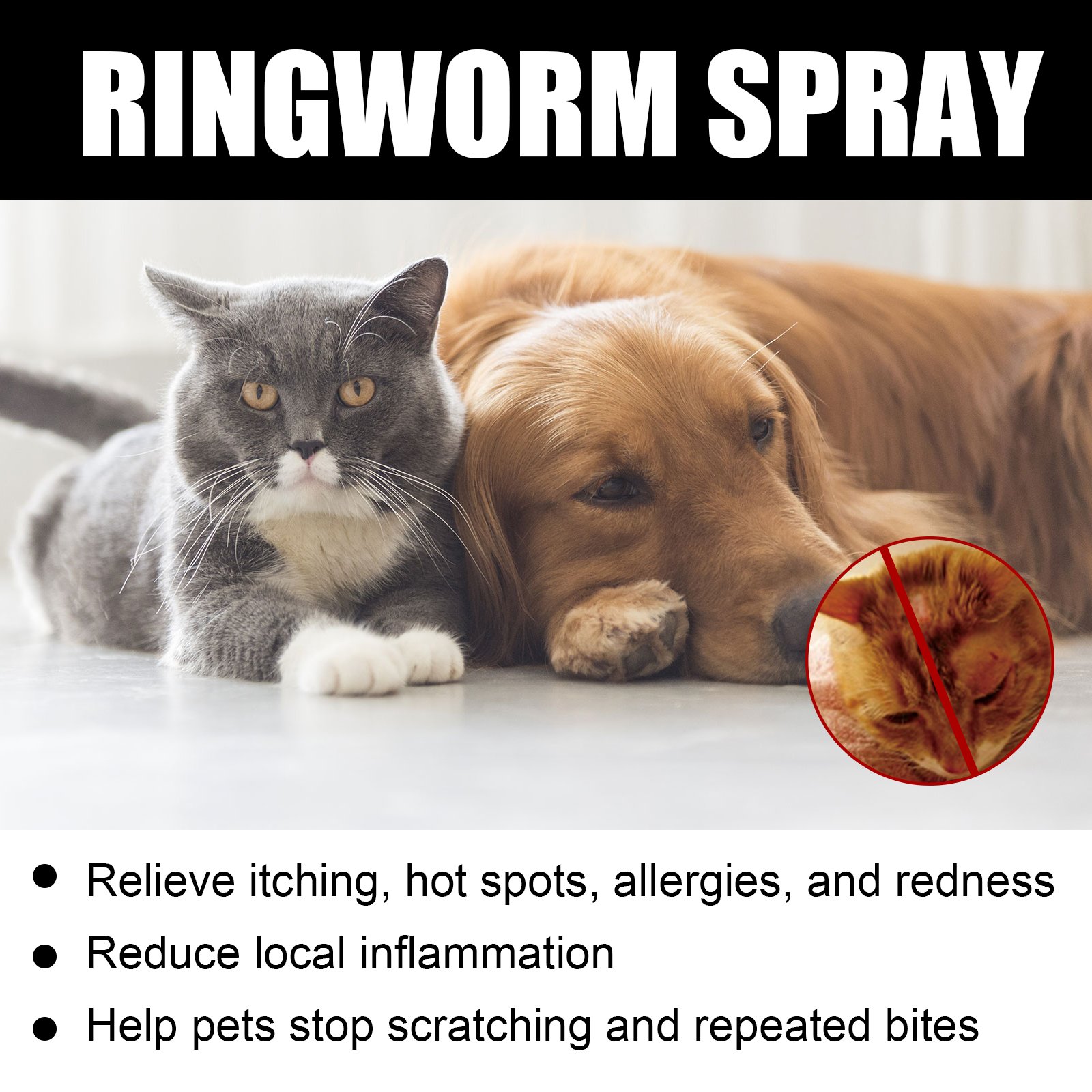Cat Ringworm Spray, Pet Cats Anti-Mite Cat Moss Care Skin External Use Anti-Itch Spray - Image 5