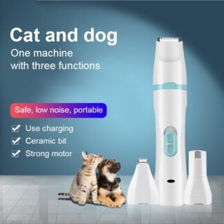 Multifunction 3 IN 1 Pet Grooming Machine Dog Cat Hair Trimmer Pets Clippers Nail Grinding & Foot Hair Trimmer USB Rechargeable